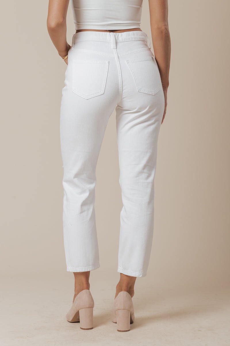 White Destroyed Slim Straight Jeans - Magnolia Boutique