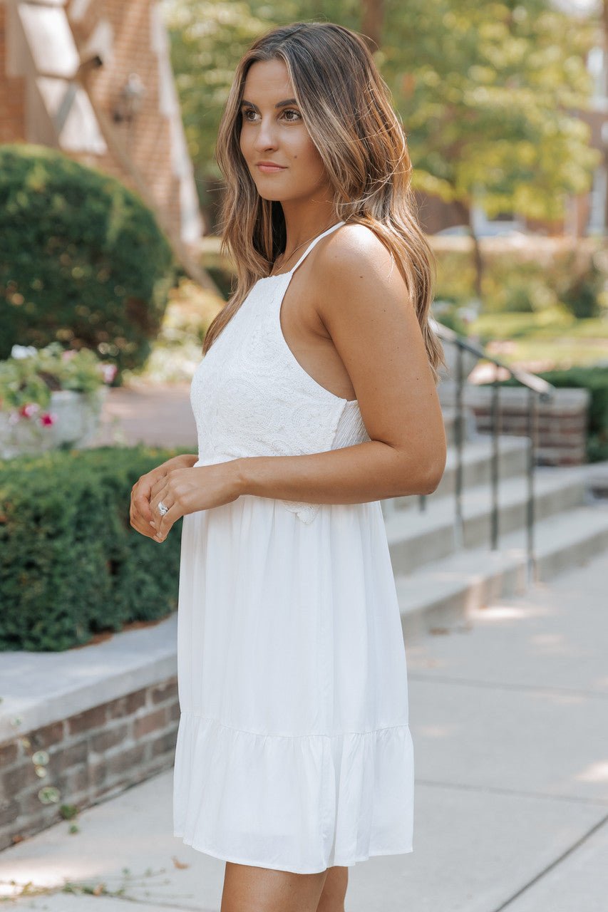 White halter hotsell dress short