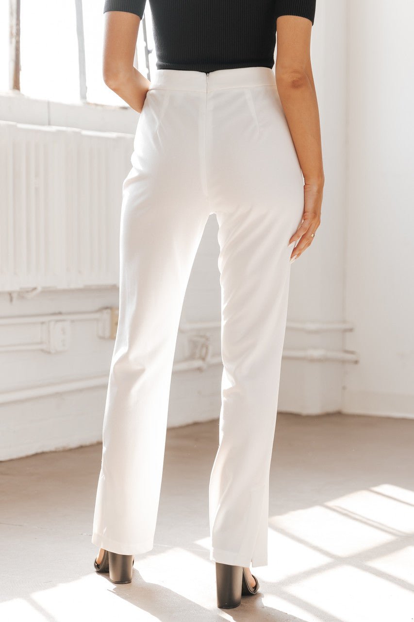 White Knit Straight Leg Pants - FINAL SALE - Magnolia Boutique