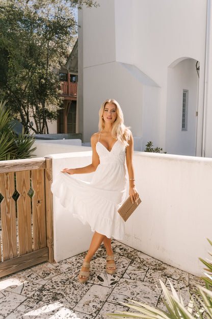 White Lace Cami Tiered Midi Dress - Magnolia Boutique