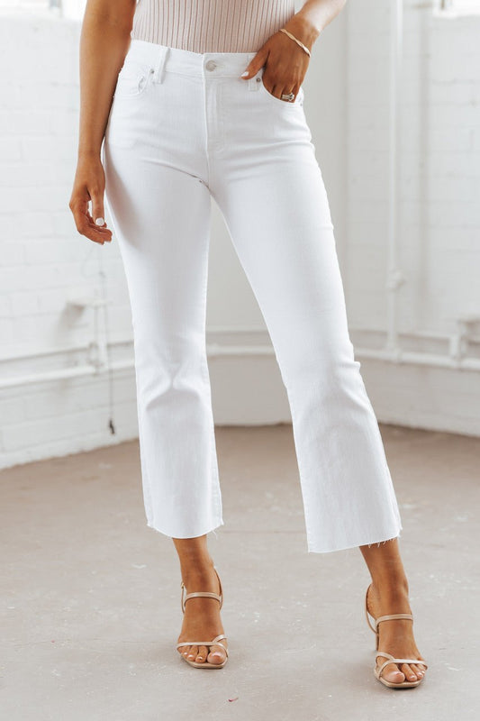 White Mid Rise Kick Flare Jeans - Magnolia Boutique