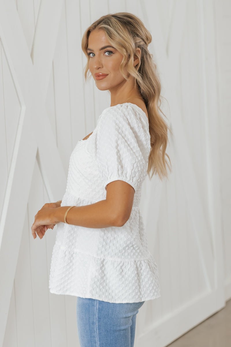 White Puff Sleeve Tiered Ruffle Blouse | Pre Order - Magnolia Boutique
