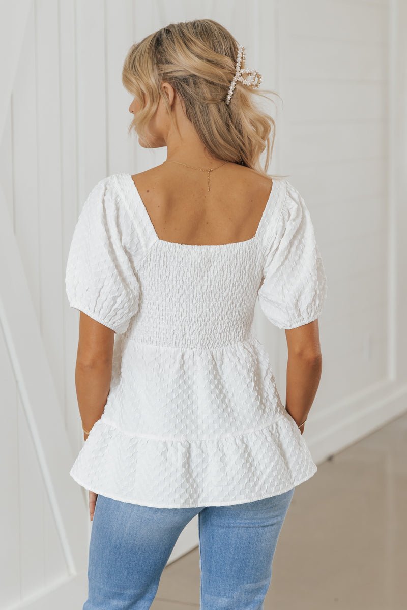 White Puff Sleeve Tiered Ruffle Blouse | Pre Order - Magnolia Boutique