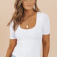 White Short Sleeve Jersey Top - FINAL SALE - Magnolia Boutique