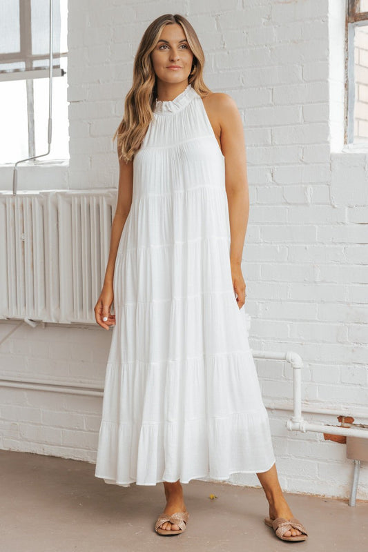 White Sleeveless Tiered Maxi Dress - FINAL SALE - Magnolia Boutique