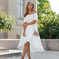 White Smocked Off The Shoulder Midi Dress - Magnolia Boutique