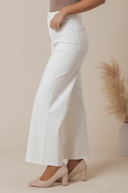 White Straight Wide Leg Pants - Magnolia Boutique