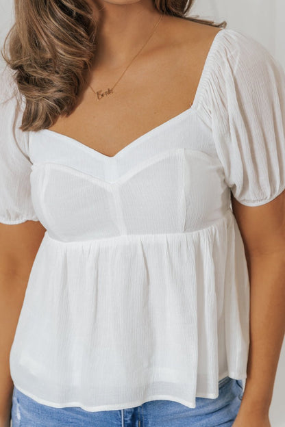White Sweetheart Babydoll Top - Magnolia Boutique