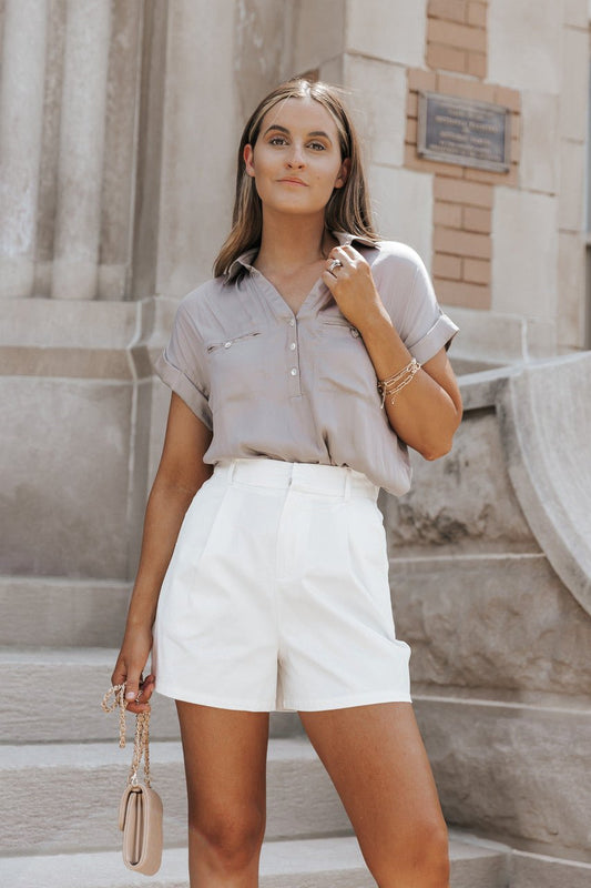 White Twill Pleated Shorts | FINAL SALE - Magnolia Boutique