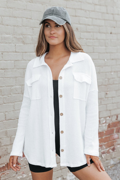 White Waffle Knit Shacket - Magnolia Boutique