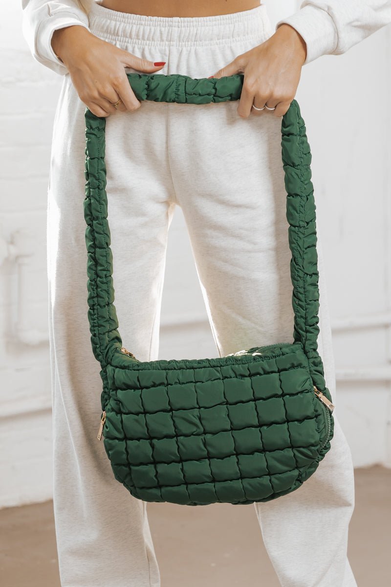 Winnie Forest Green Quilted Crossbody - Magnolia Boutique