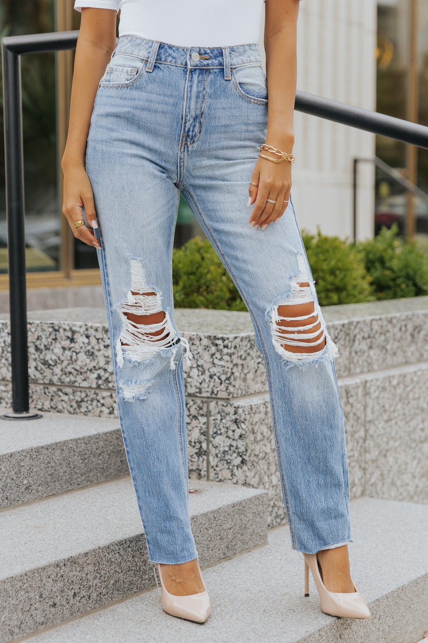 Winona Distressed High Rise Straight Leg Jeans - Magnolia Boutique