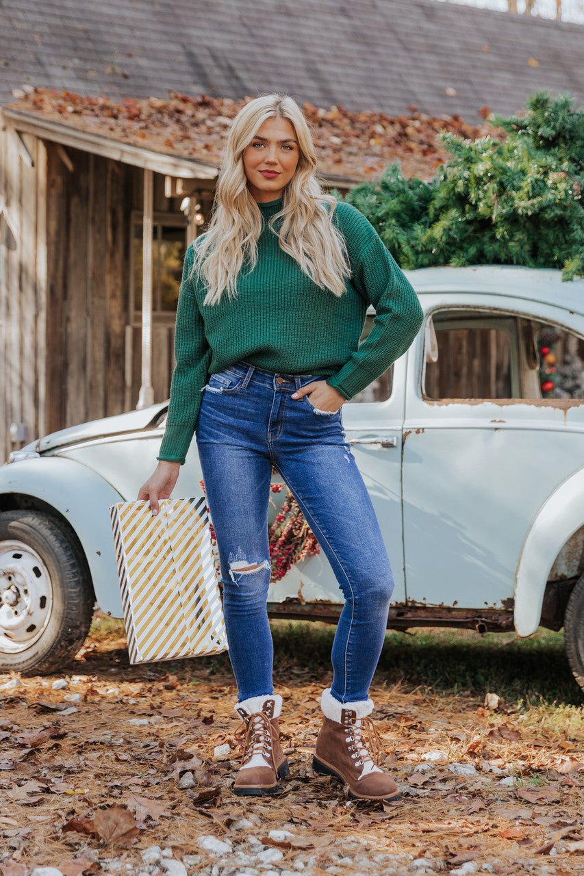 Winter top green sweater