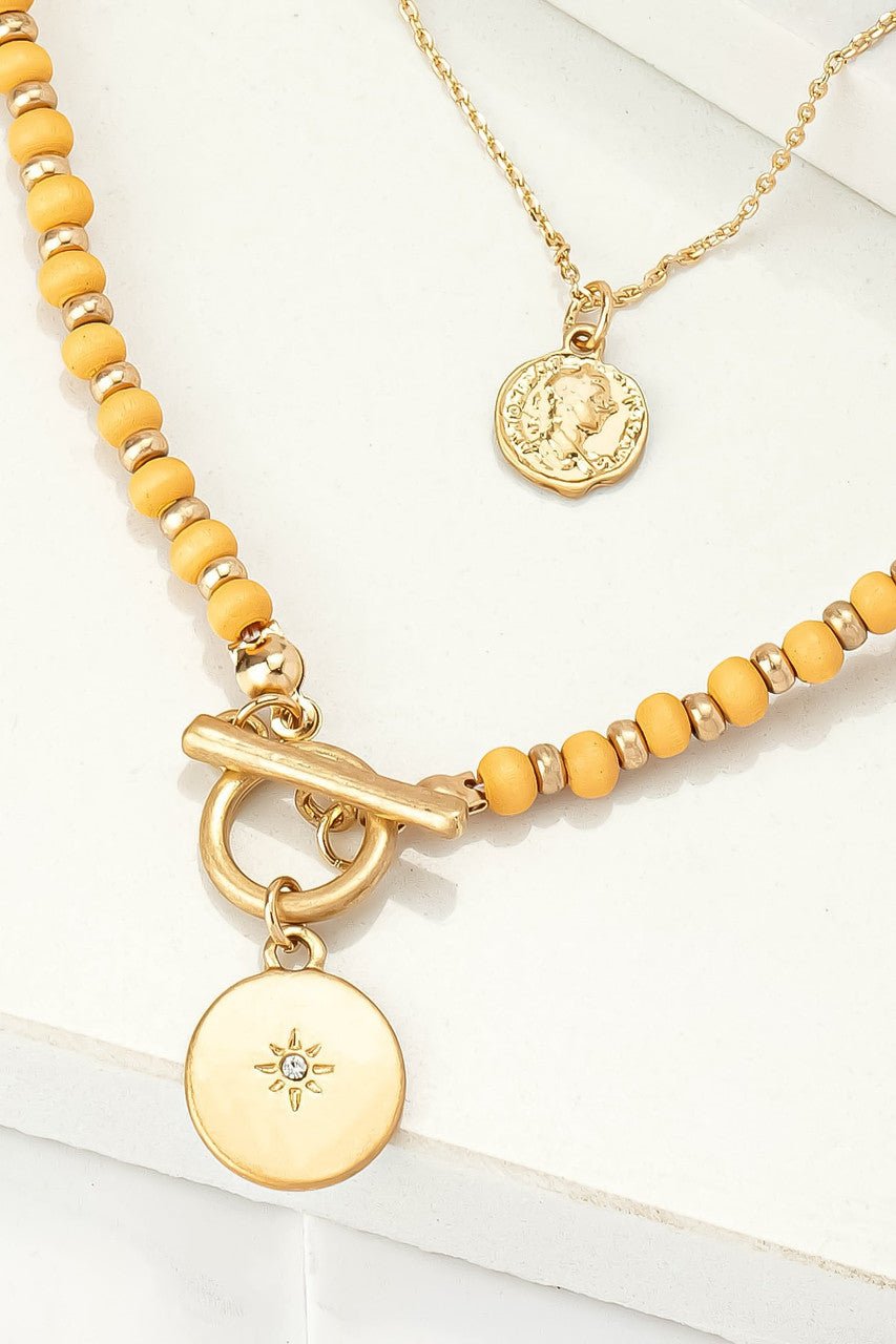 Wood Toggle Coin & Star Pendant Necklace - Magnolia Boutique